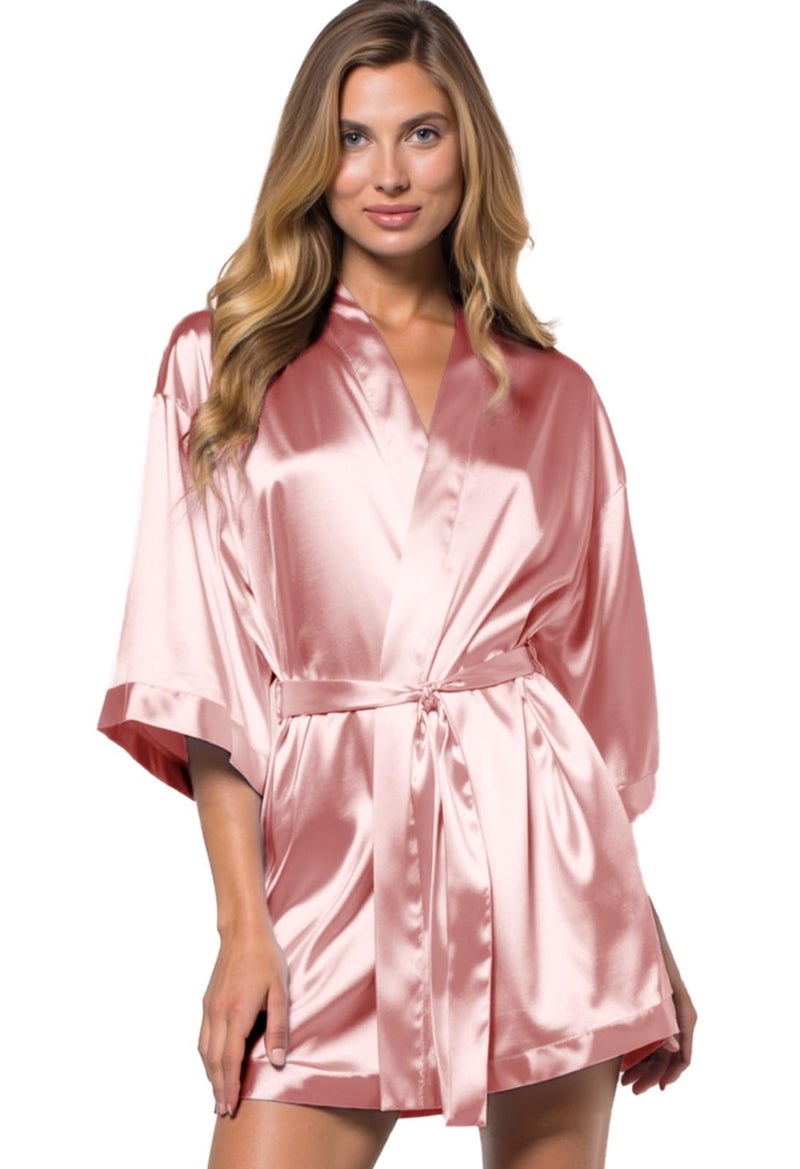 Turquaz Women's Bride Bridesmaids Robe - Satin Kimono Robes for Wedding & Bridal Party Silk Like Lightweight Robes for Women - Image 1